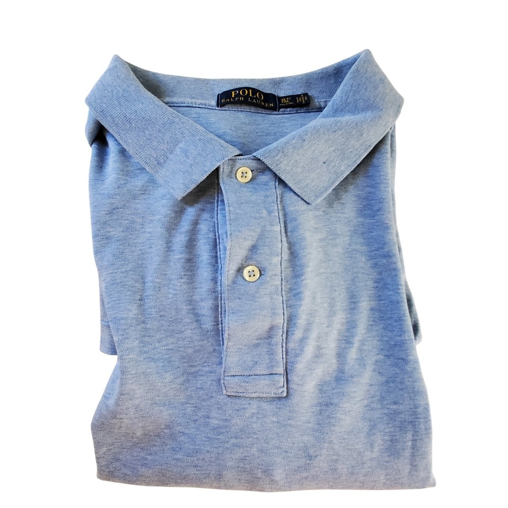 Polo Ralph Lauren Mens XLT  Light Blue Heather Short Sleeve Polo Shirt Cotton